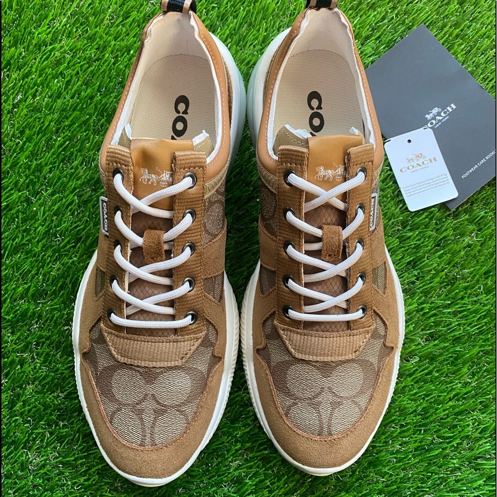 Coach Citysole Runner Sneakers, Sizes 8, 9, and 10. Color-Khaki Light Saddle - Picture 12 of 14